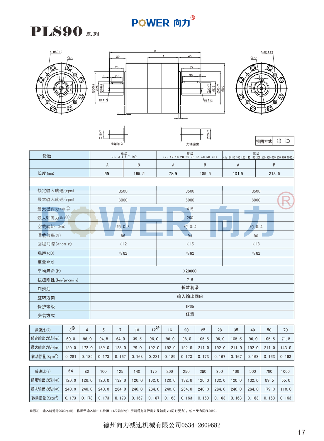 PLS90系列精密行星減速機(jī)外型尺寸